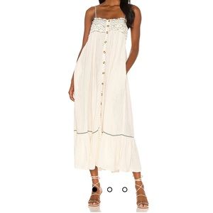 NEW Free People Linda Jo Midi Dress In Gardenia XS $148